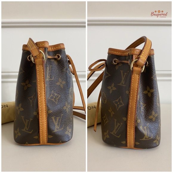 Authentic LOUIS VUITTON Monogram Coated Canvas Leather Nano Noe Crossbody Bag - Picture 7 of 12